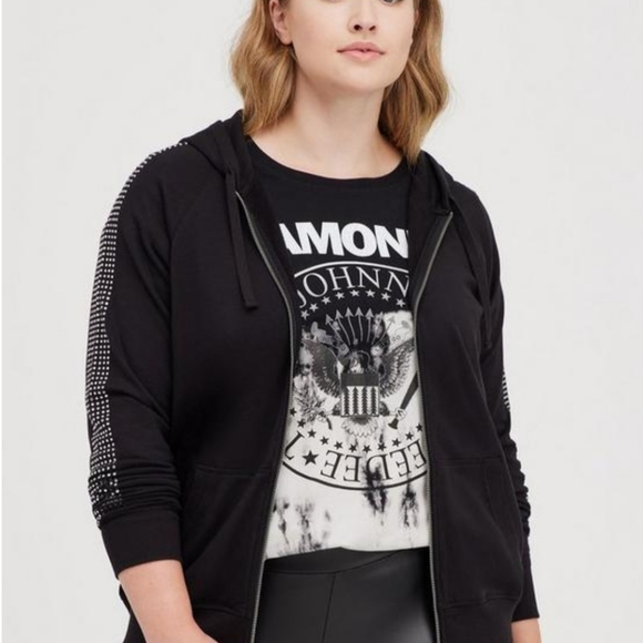 Torrid jeweled zip hoodie ultra soft black fleece - Picture 12 of 12
